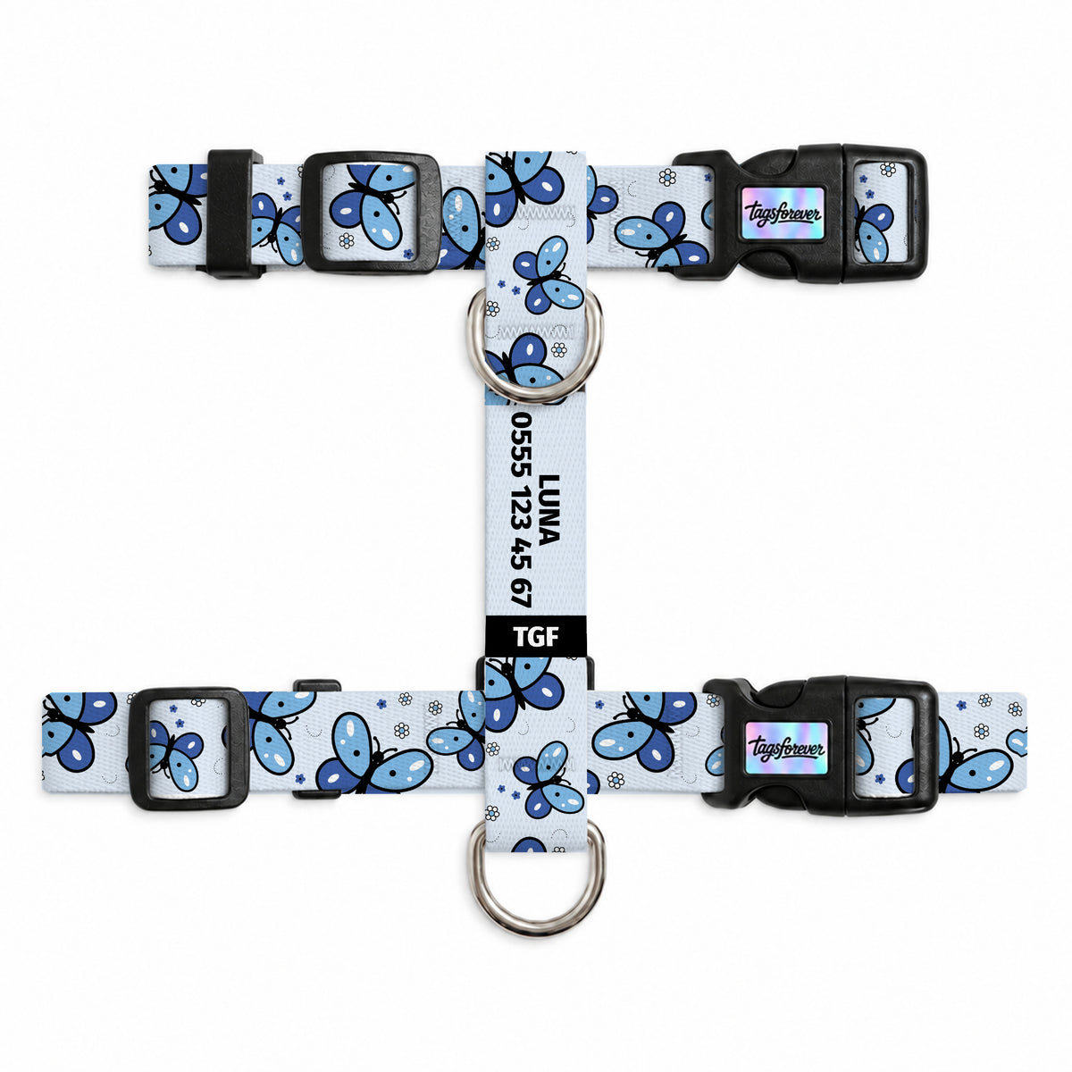 Flora Blue Kedi Göğüs Tasması – Urun