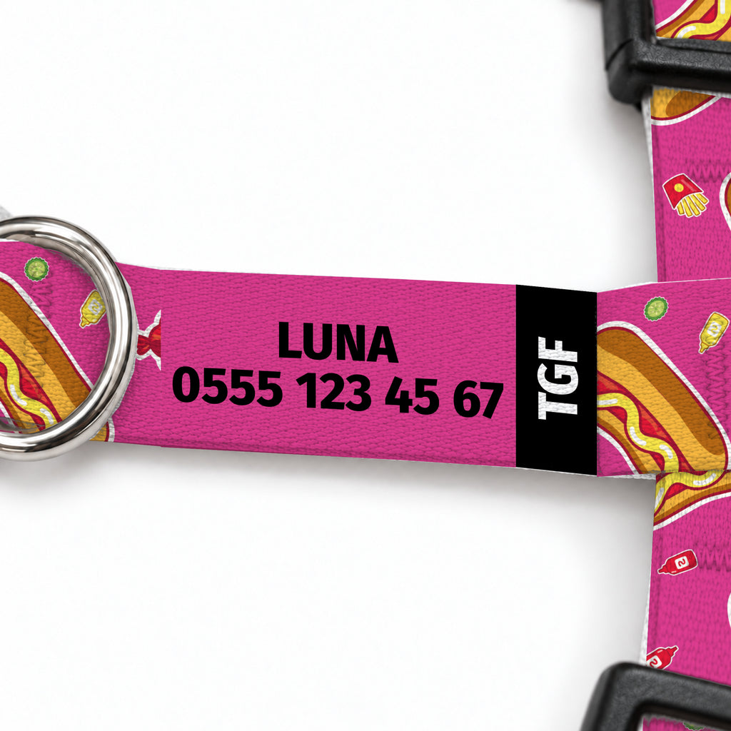 Hotdog Pink Kedi Göğüs Tasması – Yazi Detayi