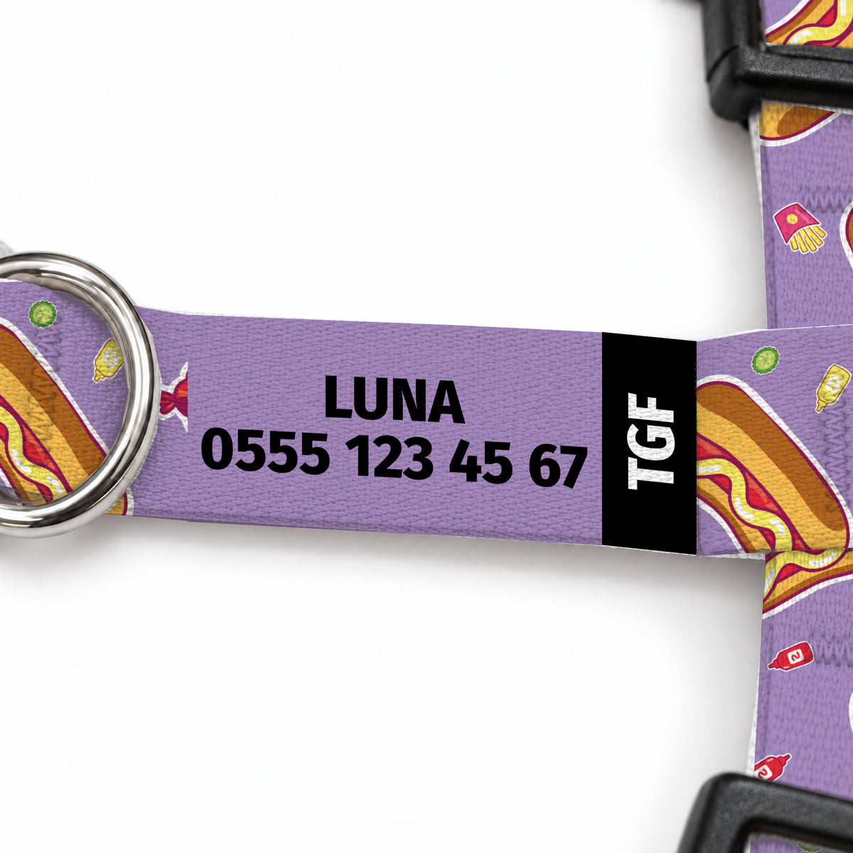 Hotdog Lilac Kedi Göğüs Tasması – Yazi Detayi