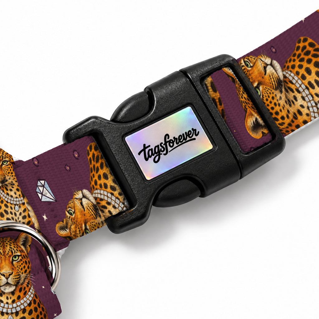 Plum Leopard Köpek Göğüs Tasması – Klips