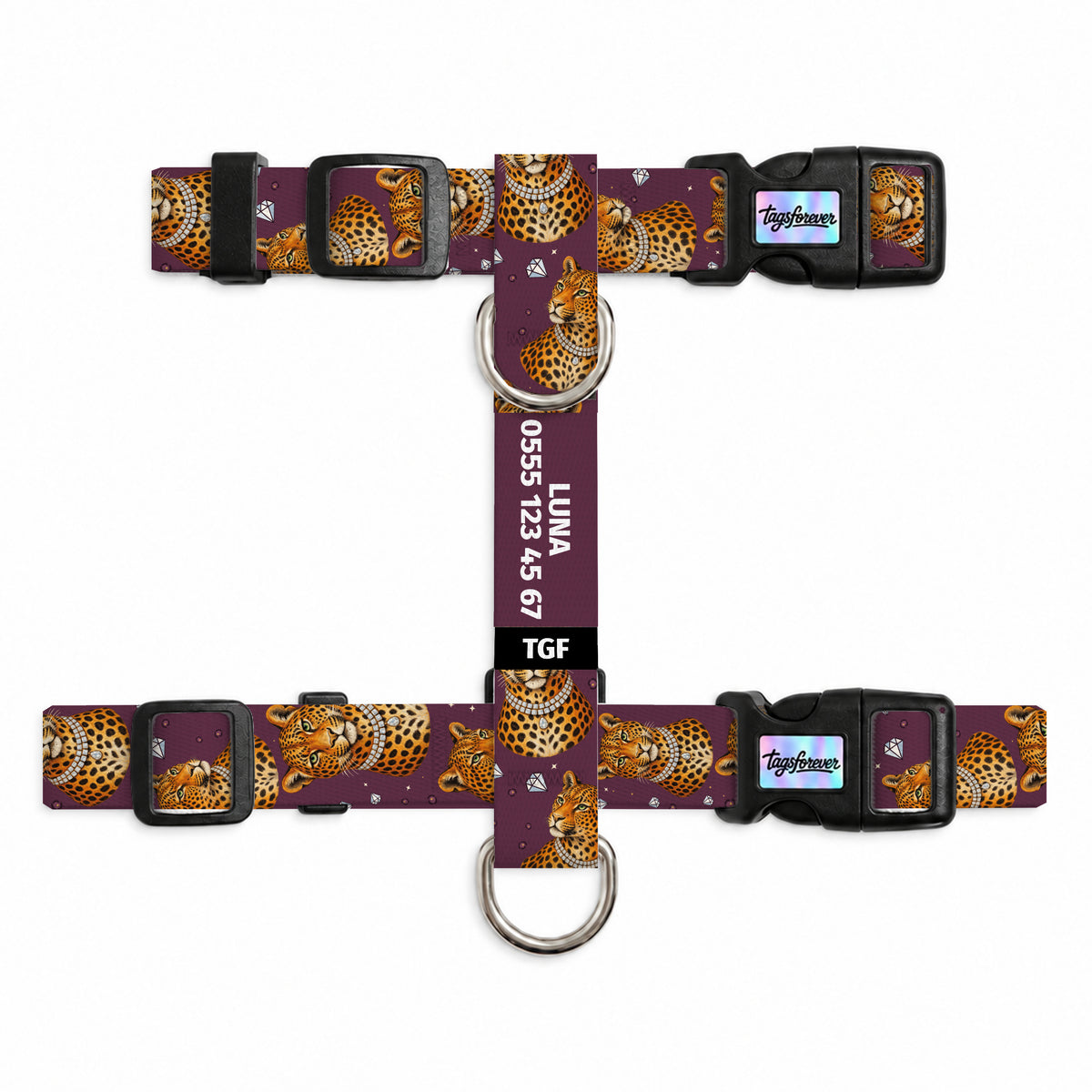 Plum Leopard Kedi Göğüs Tasması – Urun
