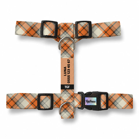 Orange Check Köpek Göğüs Tasması – Urun