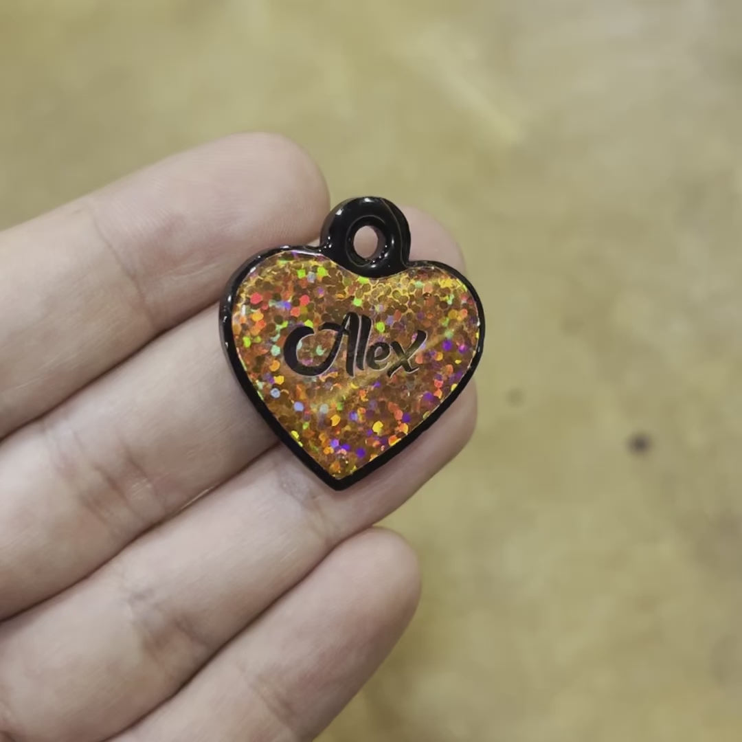 Bakır Hologram Kalp | İsimlik