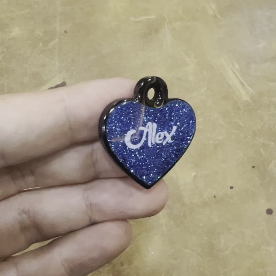 Mavi Glitter Kalp | İsimlik