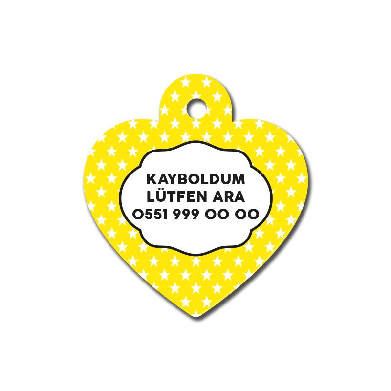 Sarı Yıldız Desenli Kalp TFX TagsForever