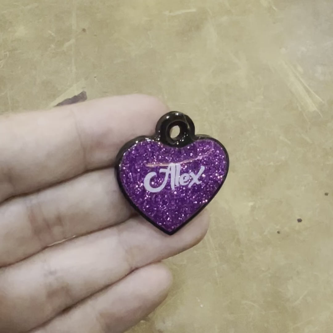 Mor Glitter Kalp | İsimlik