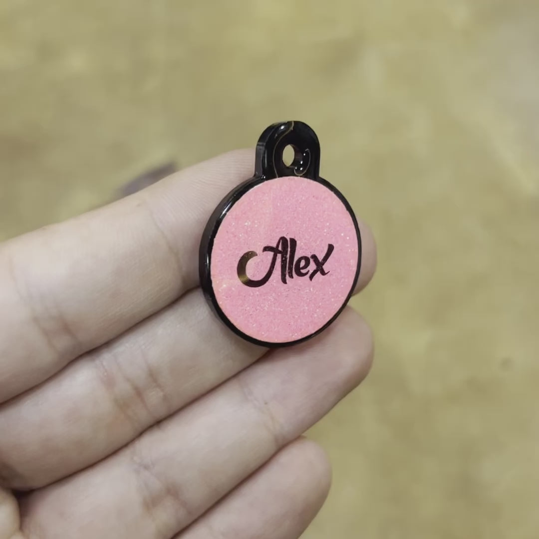 Şeker Pembe Glitter Yuvarlak | İsimlik