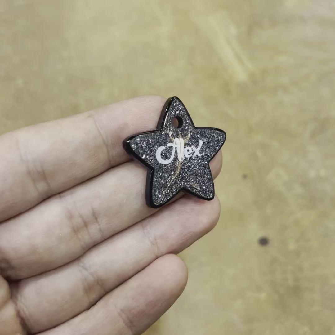 Gri Glitter Yıldız | İsimlik
