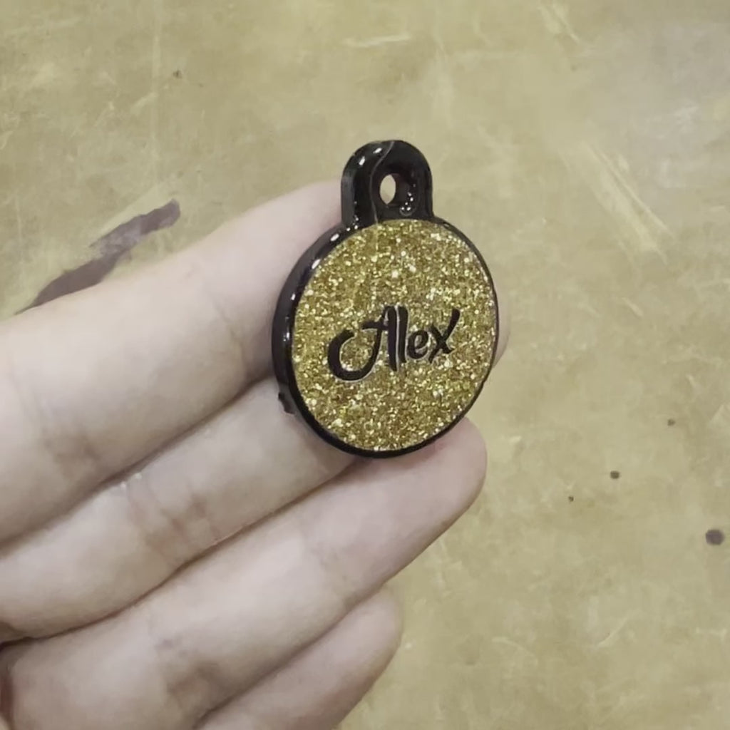 Altın Glitter Yuvarlak | İsimlik