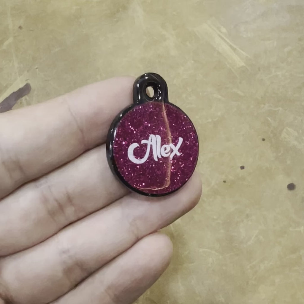 Fuşya Glitter Yuvarlak | İsimlik