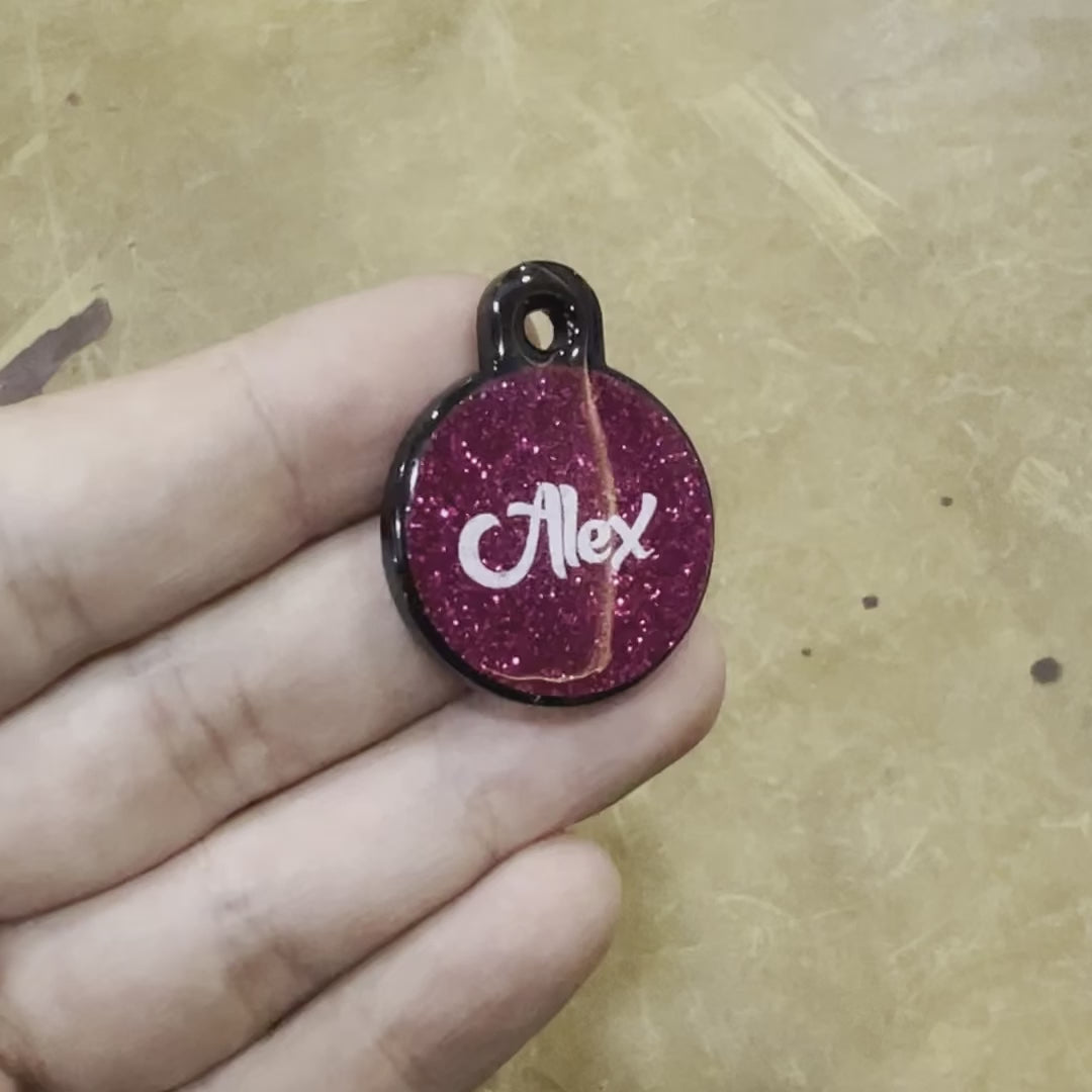 Fuşya Glitter Yuvarlak | İsimlik