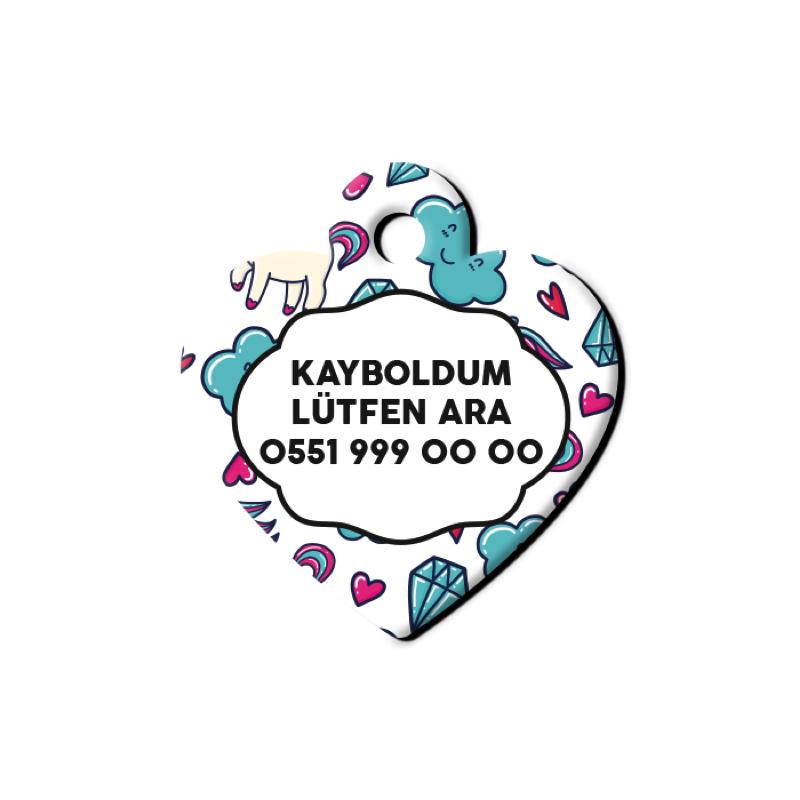 Unicorn Desenli Kalp TFX TagsForever