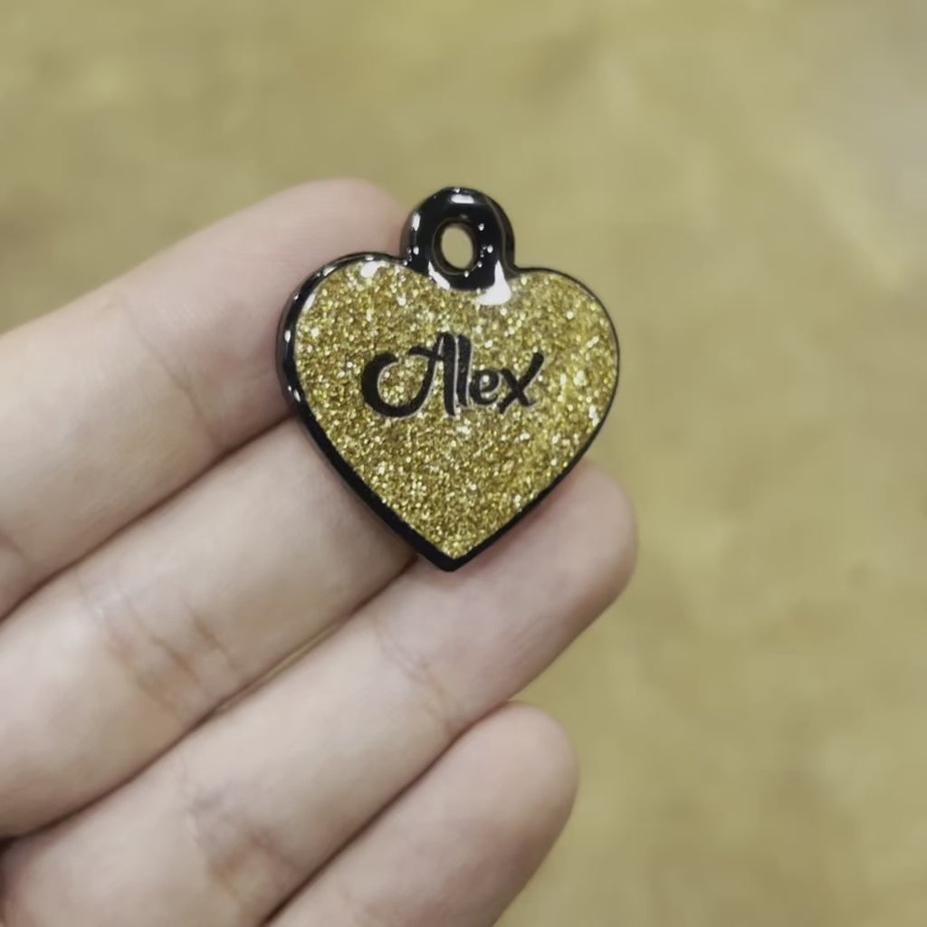 Altın Glitter Kalp | İsimlik