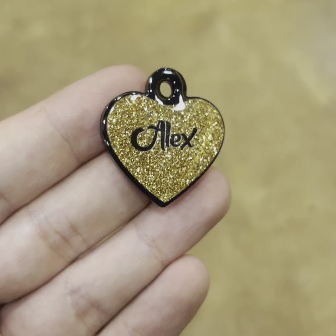Altın Glitter Kalp | İsimlik
