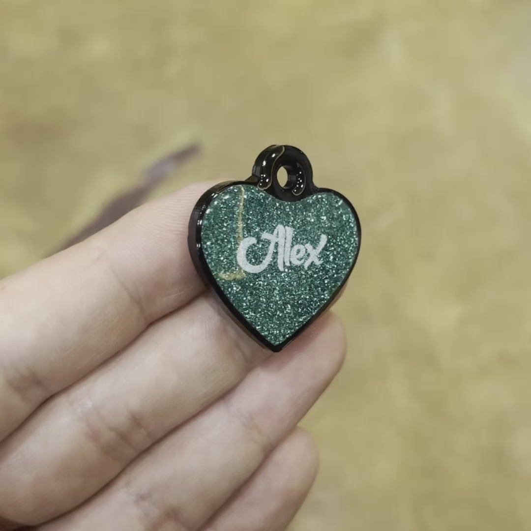 Su Yeşili Glitter Kalp | İsimlik