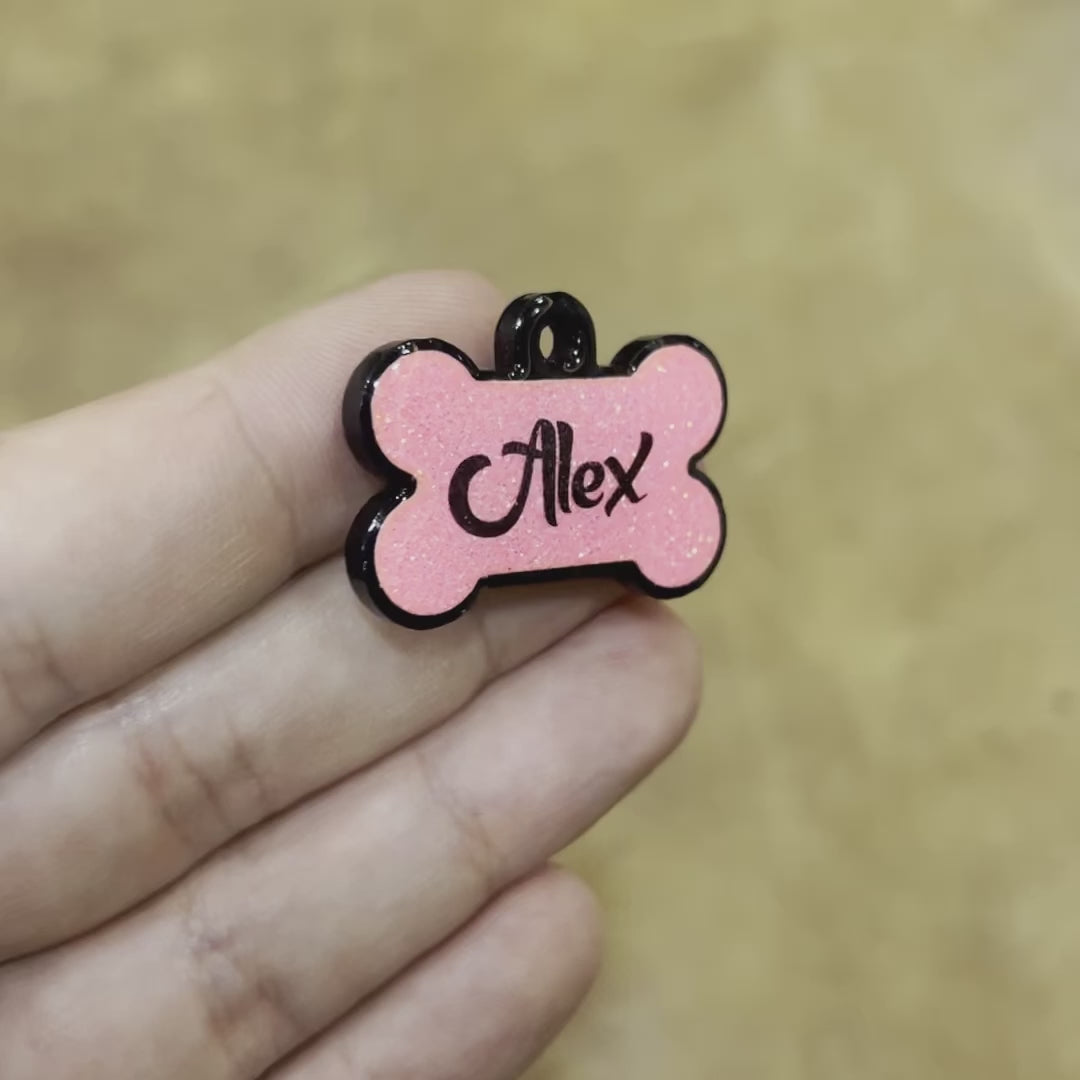 Şeker Pembe Glitter Kemik | İsimlik