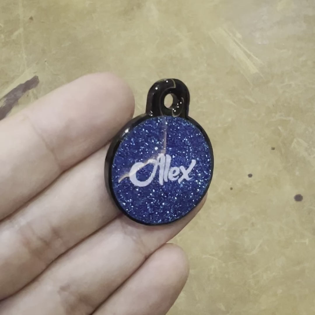 Mavi Glitter Yuvarlak | İsimlik