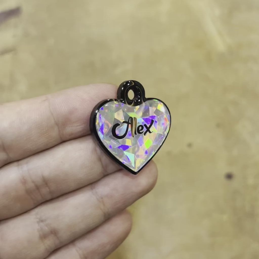 Gri Hologram Kalp | İsimlik