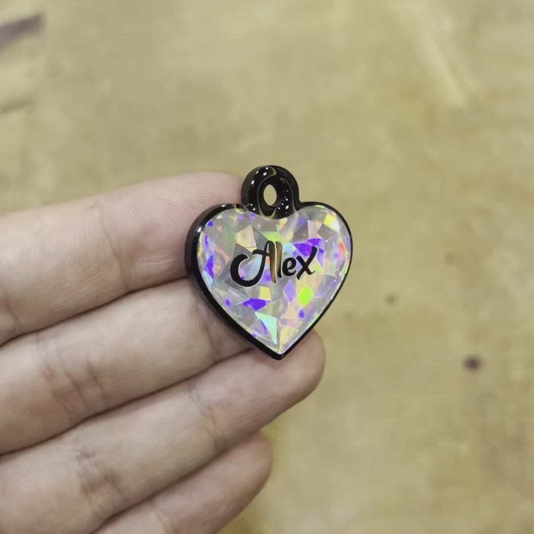 Gri Hologram Kalp | İsimlik