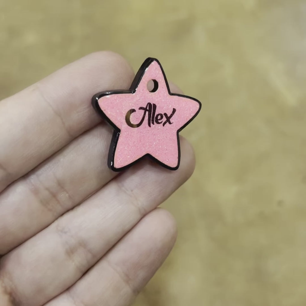 Şeker Pembe Glitter Yıldız | İsimlik