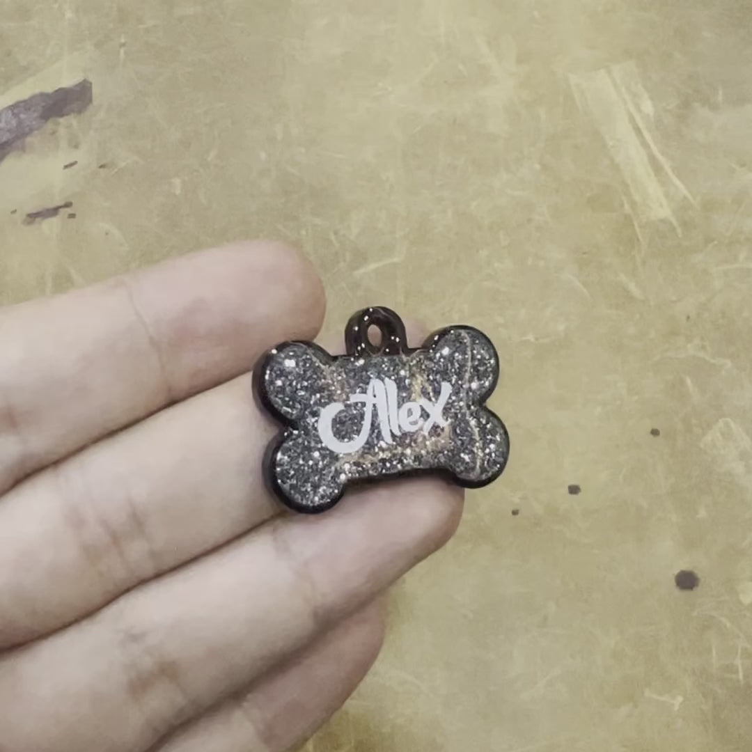 Gri Glitter Kemik | İsimlik