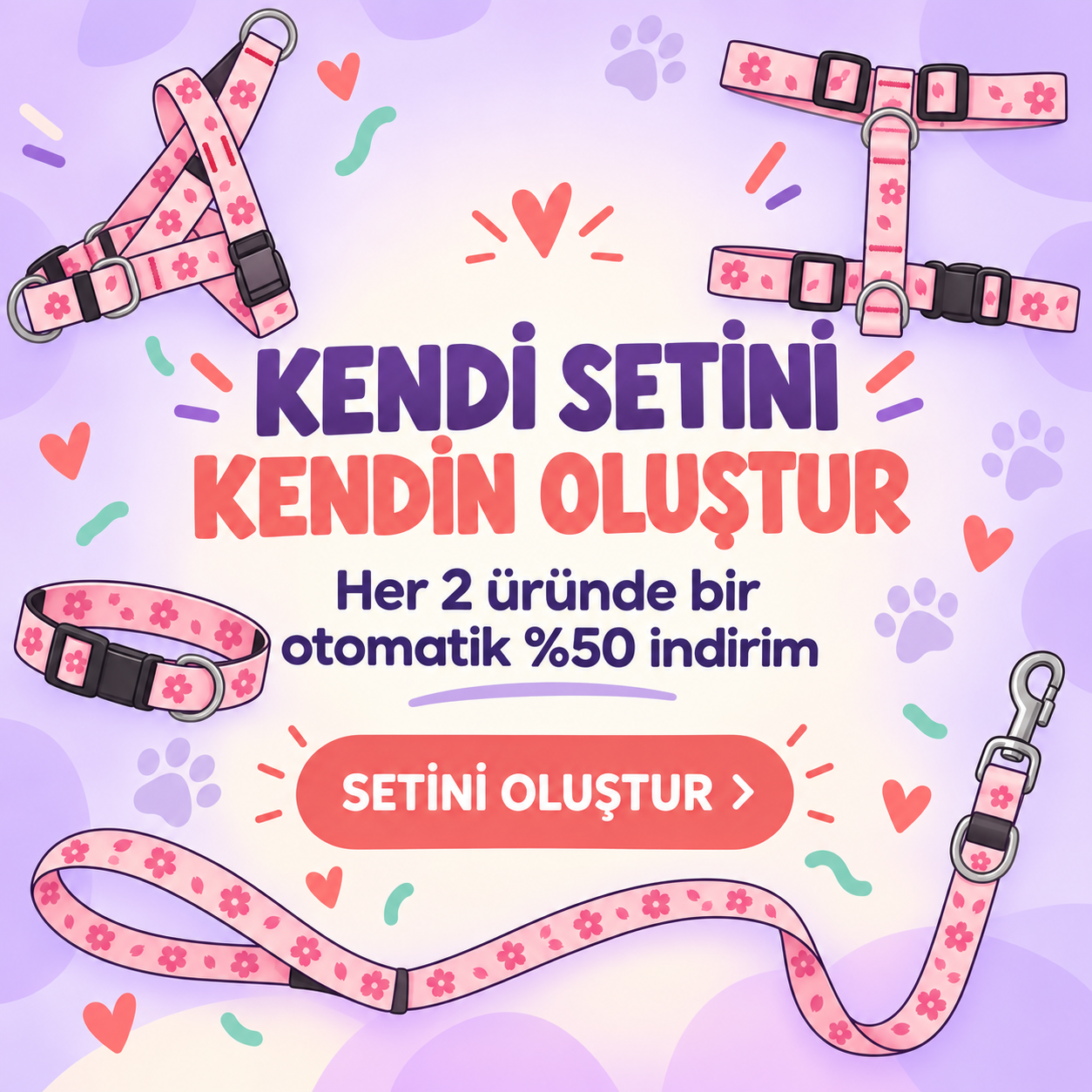 Kendi setini kendin oluştur - Her 2 üründe bir otomatik yüzde 50 indirim